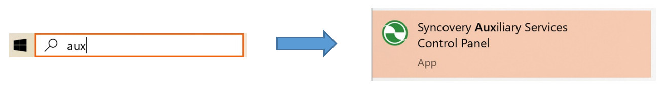 Uma captura de ecrã a mostrar como iniciar o painel de controlo do serviço auxiliar